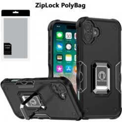 [PolyBag] For iPhone 16 Plus 6.7 inch OPTIMUM Magnetic Ring Stand Hybrid - Black
