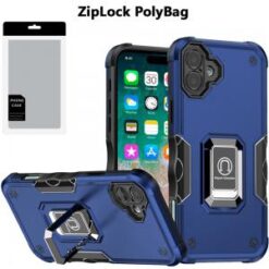 [PolyBag] For iPhone 16 Plus 6.7 inch OPTIMUM Magnetic Ring Stand Hybrid - Blue