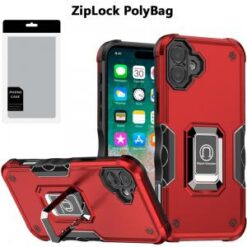 [PolyBag] For iPhone 16 Plus 6.7 inch OPTIMUM Magnetic Ring Stand Hybrid - Red
