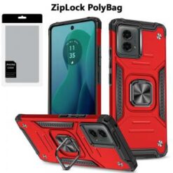 [PolyBag] For Motorola Moto G 5G 2024 Robust Magnetic Kickstand Hybrid - Red