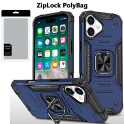 [PolyBag] For iPhone 16 Plus 6.7 inch Robust Magnetic Kickstand Hybrid - Blue