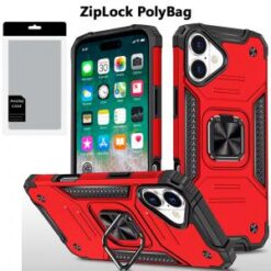 [PolyBag] For iPhone 16 Plus 6.7 inch Robust Magnetic Kickstand Hybrid - Red