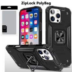 [PolyBag]  iPhone 16 Pro 6.3 inch Robust Magnetic Kickstand Hybrid - Black