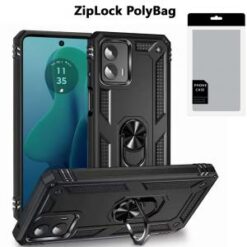 [PolyBag] For Motorola Moto G 5G 2024 Ring Magnetic Kickstand Hybrid - Black