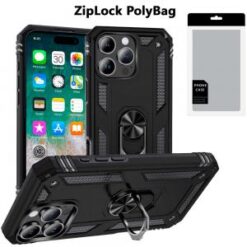 [PolyBag]  iPhone 16 Pro Max 6.9 inch Ring Magnetic Kickstand Hybrid - Black