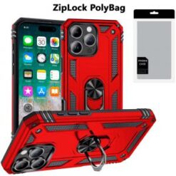 [PolyBag]  iPhone 16 Pro Max 6.9 inch Ring Magnetic Kickstand Hybrid - Red