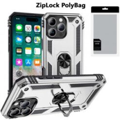 [PolyBag]  iPhone 16 Pro Max 6.9 inch Ring Magnetic Kickstand Hybrid - Silver