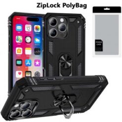 [PolyBag]  iPhone 16 Pro 6.3 inch Ring Magnetic Kickstand Hybrid - Black