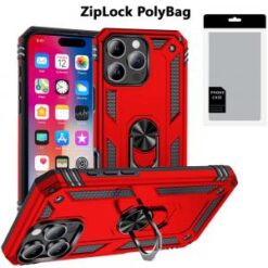 [PolyBag]  iPhone 16 Pro 6.3 inch Ring Magnetic Kickstand Hybrid - Red