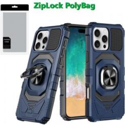 [PolyBag]  iPhone 16 Pro Max 6.9 inch Robotic Hybrid with Magnetic Ring Stand - Dark Blue