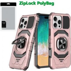 [PolyBag]  iPhone 16 Pro Max 6.9 inch Robotic Hybrid with Magnetic Ring Stand - Rose Gold