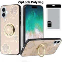 [PolyBag] For iPhone 16 Plus 6.7 inch SPLENDID Diamond Glitter Ornaments Engraving - Good Luck Flora