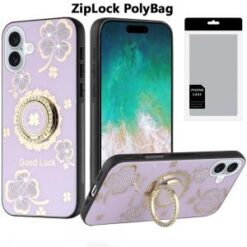 [PolyBag] For iPhone 16 Plus 6.7 inch SPLENDID Diamond Glitter Ornaments Engraving - Good Luck Flora