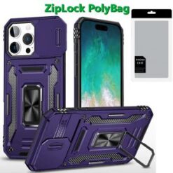 [PolyBag]  iPhone 16 Pro Max 6.9 inch Utter Tough Metal Ring Movable Camera Window Hybrid - Dark