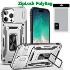 [PolyBag]  iPhone 16 Pro Max 6.9 inch Utter Tough Metal Ring Movable Camera Window Hybrid - Silve