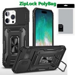 [PolyBag]  iPhone 16 Pro 6.3 inch Utter Tough Metal Ring Movable Camera Window Hybrid - Black