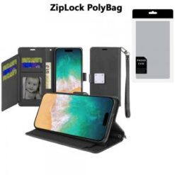 [PolyBag] For iPhone 16 Plus 6.7 inch Wallet ID Card Holder - Black