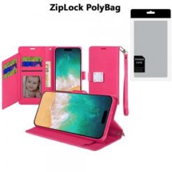 [PolyBag] For iPhone 16 Plus 6.7 inch Wallet ID Card Holder - Hot Pink