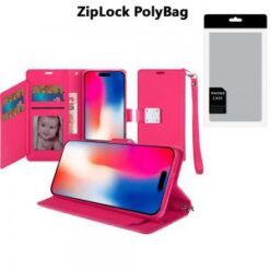 [PolyBag]  iPhone 16 Pro 6.3 inch Wallet ID Card Holder - Hot Pink
