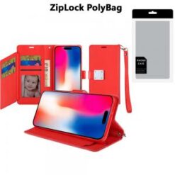 [PolyBag]  iPhone 16 Pro 6.3 inch Wallet ID Card Holder - Red