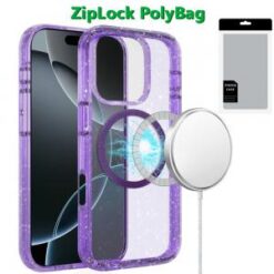 [PolyBag]  iPhone 16 Pro 6.3 inch Glitter Case with Magnetic Circle - Purple Glitter