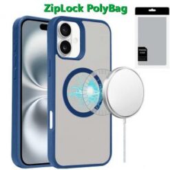 [PolyBag] For iPhone 16 Plus 6.7 inch Magnetic Circle Smooth Touch Tough Hybrid - Dark Blue