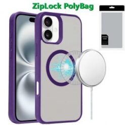 [PolyBag] For iPhone 16 Plus 6.7 inch Magnetic Circle Smooth Touch Tough Hybrid - Dark Purple