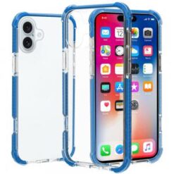 For iPhone 16 Plus 6.7 inch Acrylic Tough 2.5mm Transparent ShockProof Hybrid Case Cover - Blue