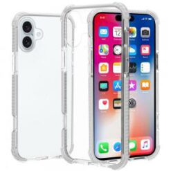 For iPhone 16 Plus 6.7 inch Acrylic Tough 2.5mm Transparent ShockProof Hybrid Case Cover - White