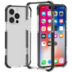 iPhone 16 Pro 6.3 inch Acrylic Tough 2.5mm Transparent ShockProof Hybrid Case Cover - Black