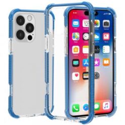 iPhone 16 Pro 6.3 inch Acrylic Tough 2.5mm Transparent ShockProof Hybrid Case Cover - Blue