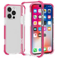 iPhone 16 Pro 6.3 inch Acrylic Tough 2.5mm Transparent ShockProof Hybrid Case Cover - Hot Pink