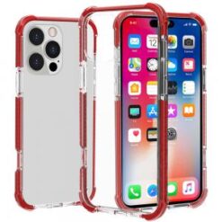 iPhone 16 Pro 6.3 inch Acrylic Tough 2.5mm Transparent ShockProof Hybrid Case Cover - Red