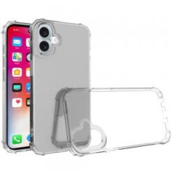 iPhone 16 6.1 inch Colored Shockproof Transparent Hard PC TPU Hybrid Case Cover - Clear/Clear