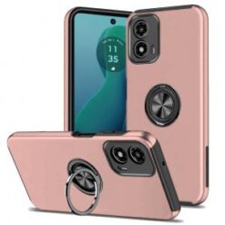 For Motorola Moto G 5G 2024 CHIEF Oil Painted Magnetic Ring Stand Hybrid Case Cover - Rose Gold