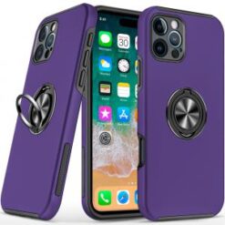 iPhone 16 Pro Max 6.9 inch CHIEF Oil Painted Magnetic Ring Stand Hybrid Case Cover - Dark Purple