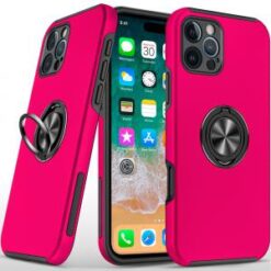 iPhone 16 Pro Max 6.9 inch CHIEF Oil Painted Magnetic Ring Stand Hybrid Case Cover - Hot Pink