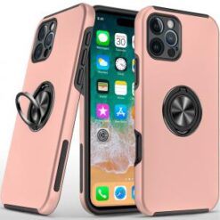iPhone 16 Pro Max 6.9 inch CHIEF Oil Painted Magnetic Ring Stand Hybrid Case Cover - Rose Gold