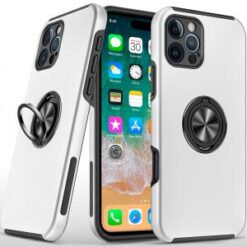 iPhone 16 Pro Max 6.9 inch CHIEF Oil Painted Magnetic Ring Stand Hybrid Case Cover - Silver