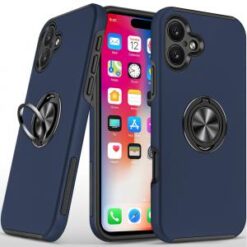 iPhone 16 6.1 inch CHIEF Oil Painted Magnetic Ring Stand Hybrid Case Cover - Dark Purple