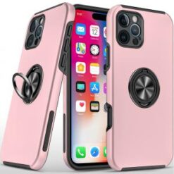 iPhone 16 Pro 6.3 inch CHIEF Oil Painted Magnetic Ring Stand Hybrid Case Cover - Pink