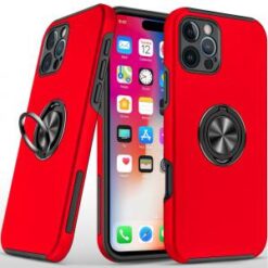 iPhone 16 Pro 6.3 inch CHIEF Oil Painted Magnetic Ring Stand Hybrid Case Cover - Red