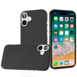 For iPhone 16 Plus 6.7 inch Classy Slick Chromed Around Hybrid Case Cover - Black