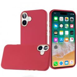 For iPhone 16 Plus 6.7 inch Classy Slick Chromed Around Hybrid Case Cover - Burgundy