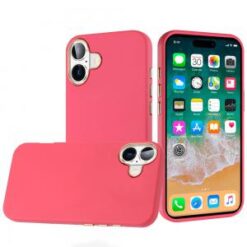 For iPhone 16 Plus 6.7 inch Classy Slick Chromed Around Hybrid Case Cover - Hot Pink