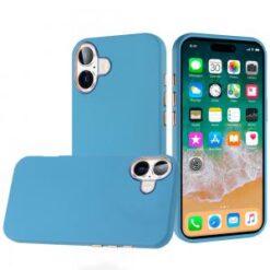 For iPhone 16 Plus 6.7 inch Classy Slick Chromed Around Hybrid Case Cover - Light Blue