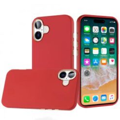 For iPhone 16 Plus 6.7 inch Classy Slick Chromed Around Hybrid Case Cover - Red