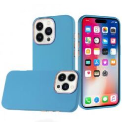 iPhone 16 Pro 6.3 inch Classy Slick Chromed Around Hybrid Case Cover - Light Blue