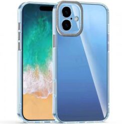 For iPhone 16 Plus 6.7 inch Transparent Clear Hybrid with Matching Metal Buttons and Camera Protecti