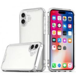 [PolyBag]  iPhone 16 6.1 inch PURE CRYSTAL Transparent Thick 2.0mm ShockProof Chromed Buttons - C